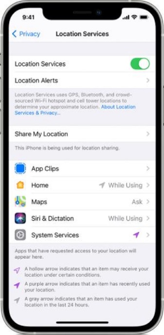 iphone location services